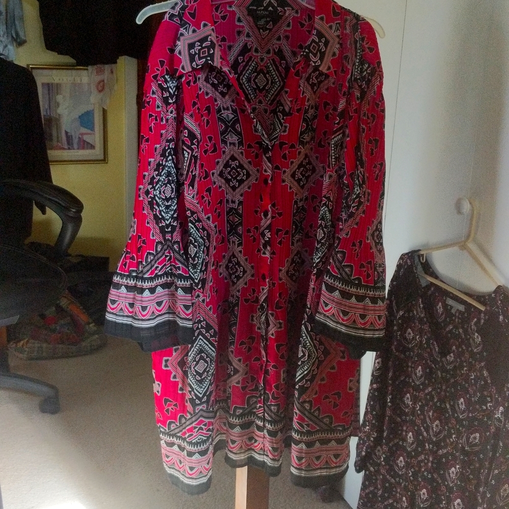 Alfani, 24w, multicolored tunic with flared arms